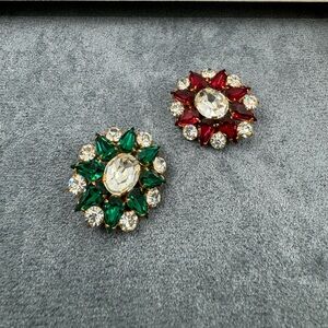 Vintage Brooch Green and Diamond